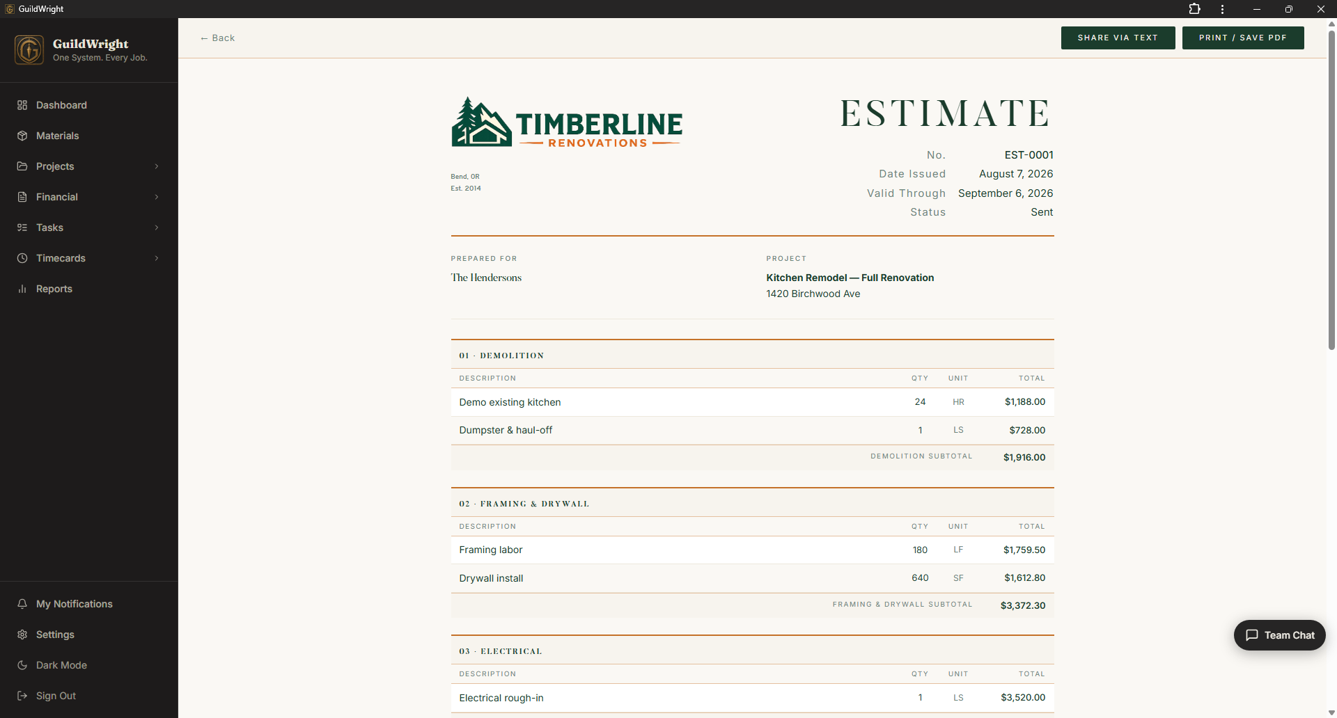 Estimates that win the work