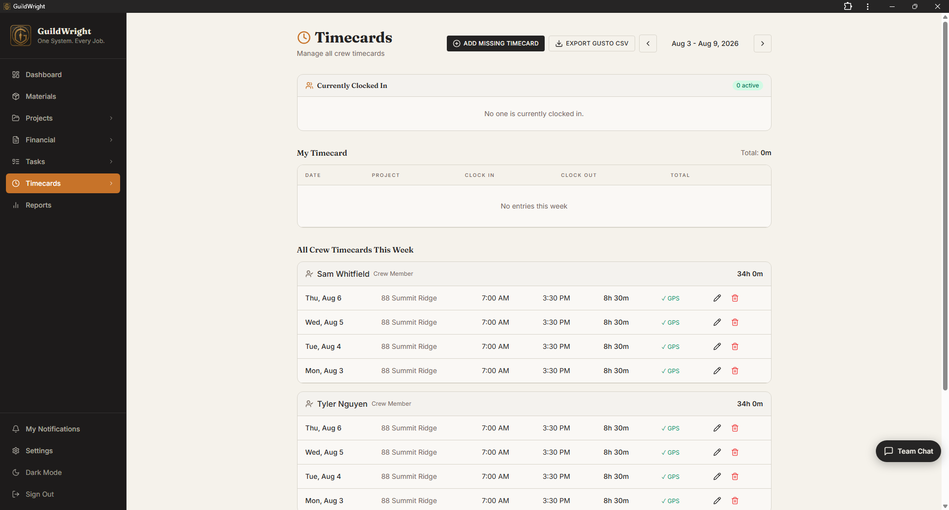 Timecards